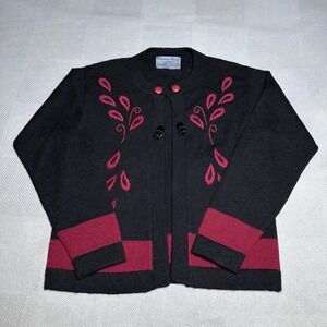 Alpaca Style by Artesanias‎ Cardigan Women Small 100% Alpaca Floral Embroidery